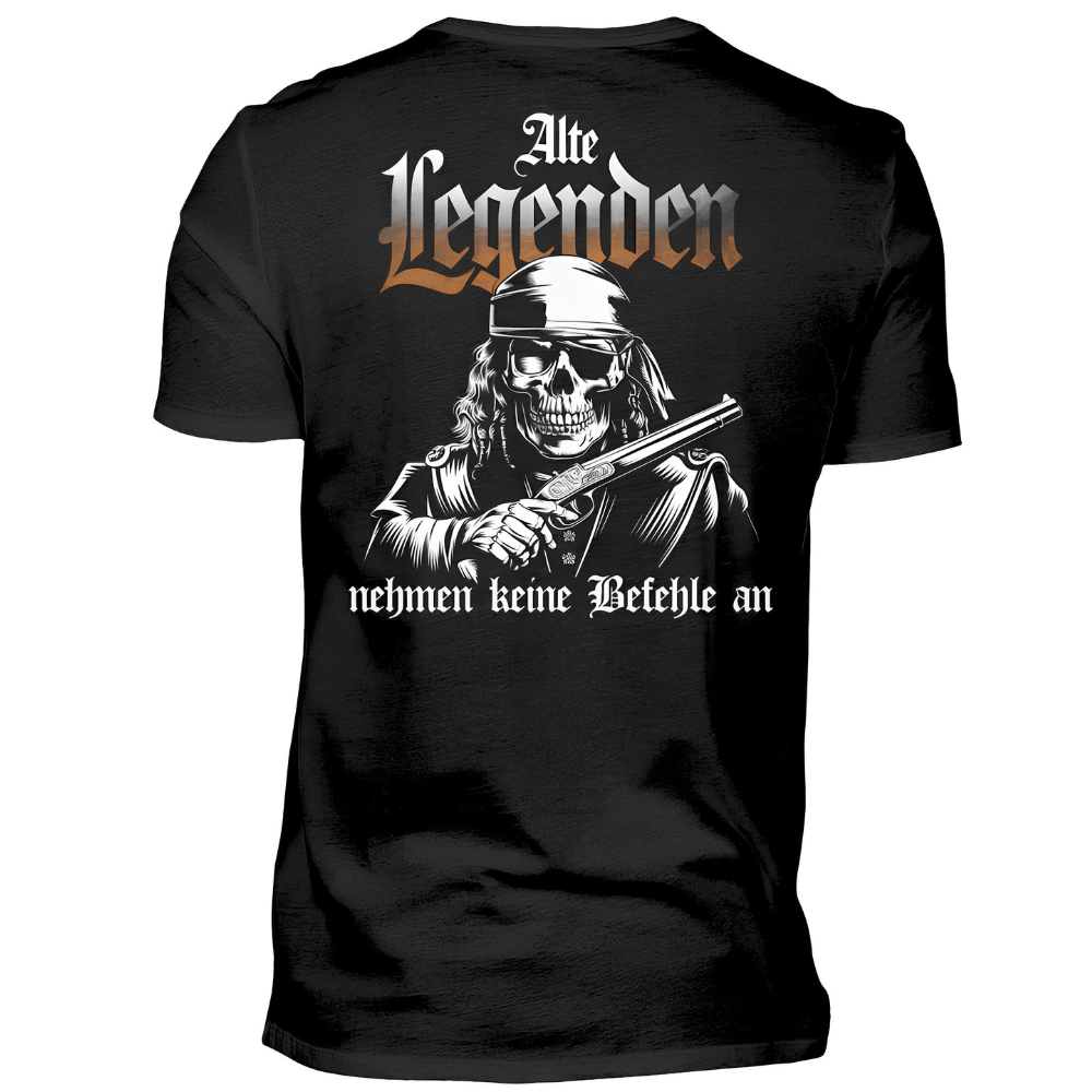 Alte Legenden nehmen keine Befehle an - Premium T-Shirt Rückendruck