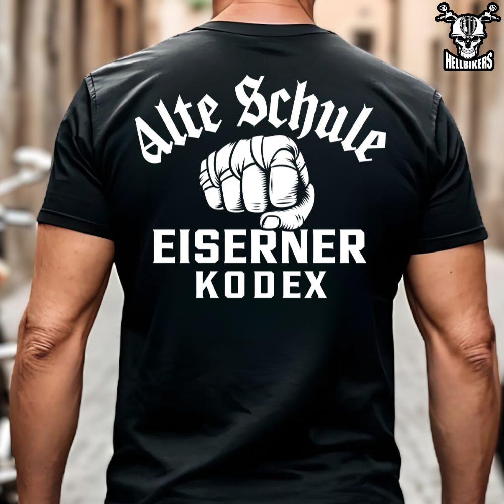 Alte Schule / Eiserner Kodex - Premium T-Shirt (Rückendruck)