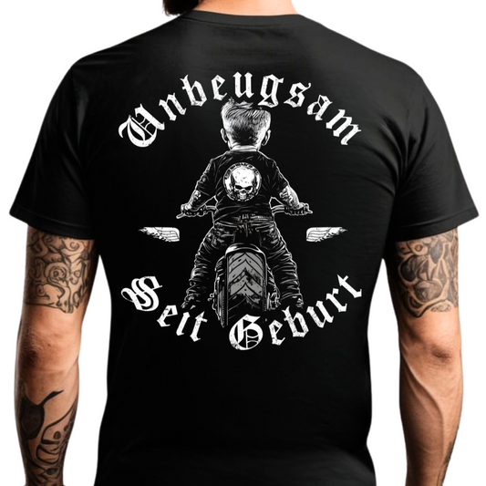 Unbeugsam seit Geburt - Premium T-Shirt Rückendruck