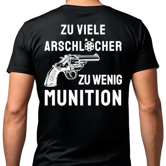 Zu wenig Munition - Premium T-Shirt Rückendruck