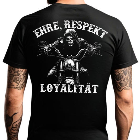 Ehre, Respekt, Loyalität. - Premium T-Shirt Rückendruck