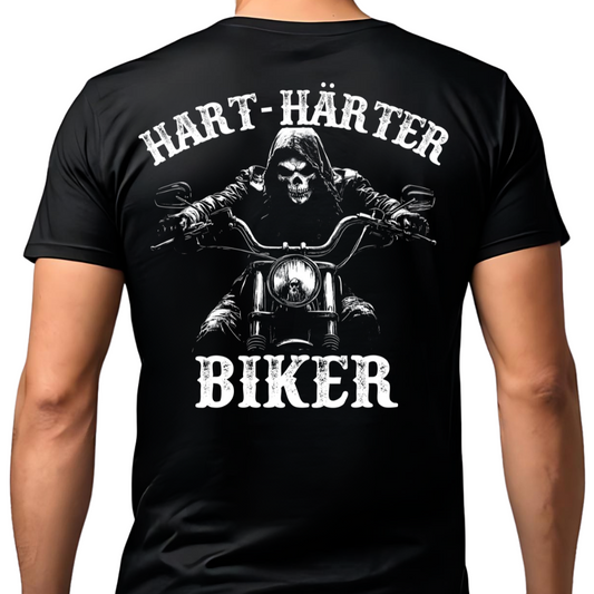HART, HÄRTER, BIKER. - Premium T-Shirt Rückendruck