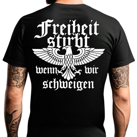 Freiheit stirbt, wenn wir schweigen. - Premium T-Shirt Rückendruck