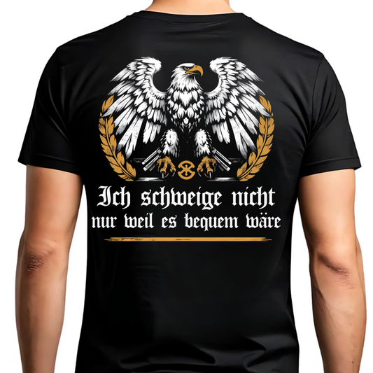 Ich schweige nicht, nur weil es bequem wäre. - Premium T-Shirt Rückendruck
