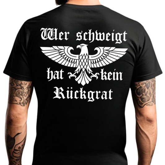 Wer schweigt, hat kein Rückgrat. - Premium T-Shirt Rückendruck