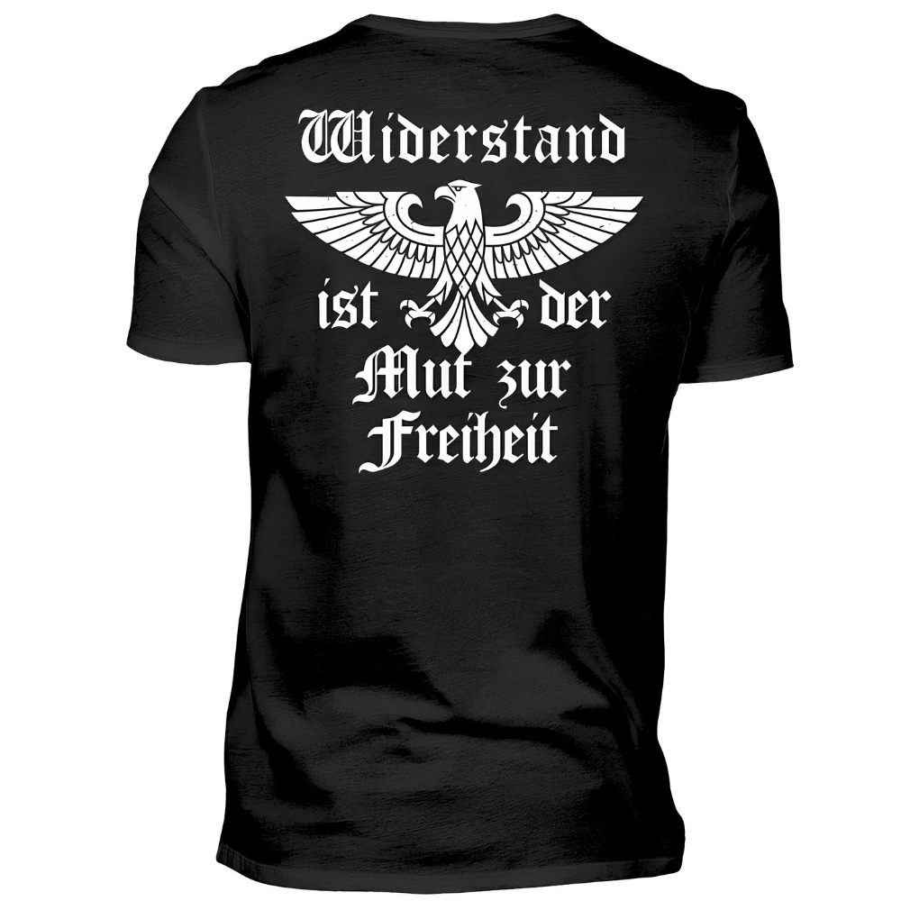 Widerstand ist der Mut zur Freiheit - Premium T-Shirt Rückendruck