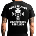 Meine Religion: Drehmoment & Rebellion - Premium T-Shirt Rückendruck