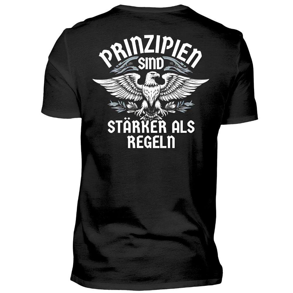 Prinzipien sind stärker als Regeln - Premium T-Shirt Rückendruck