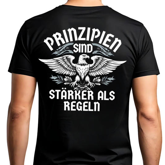 Prinzipien sind stärker als Regeln - Premium T-Shirt Rückendruck