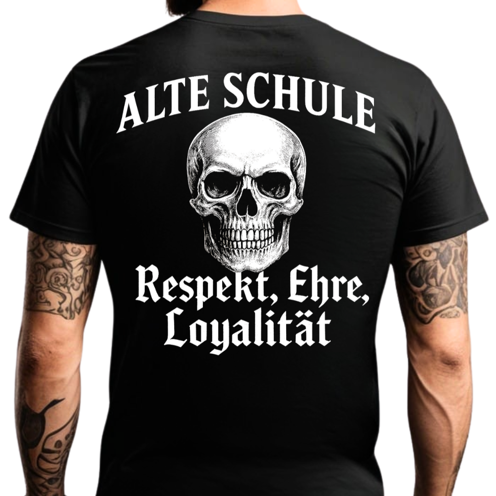 Alte Schule (Totenkopf) - Premium T-Shirt Rückendruck