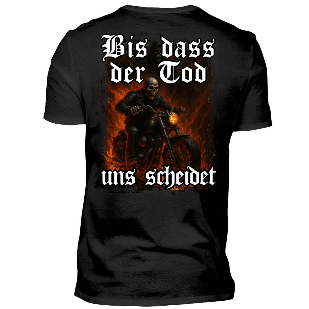 Bis dass der Tod uns scheidet - Premium T-Shirt Rückendruck
