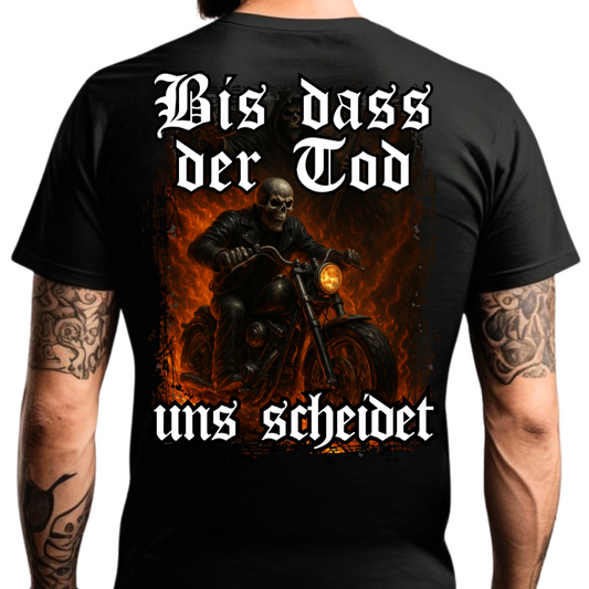 Bis dass der Tod uns scheidet - Premium T-Shirt Rückendruck