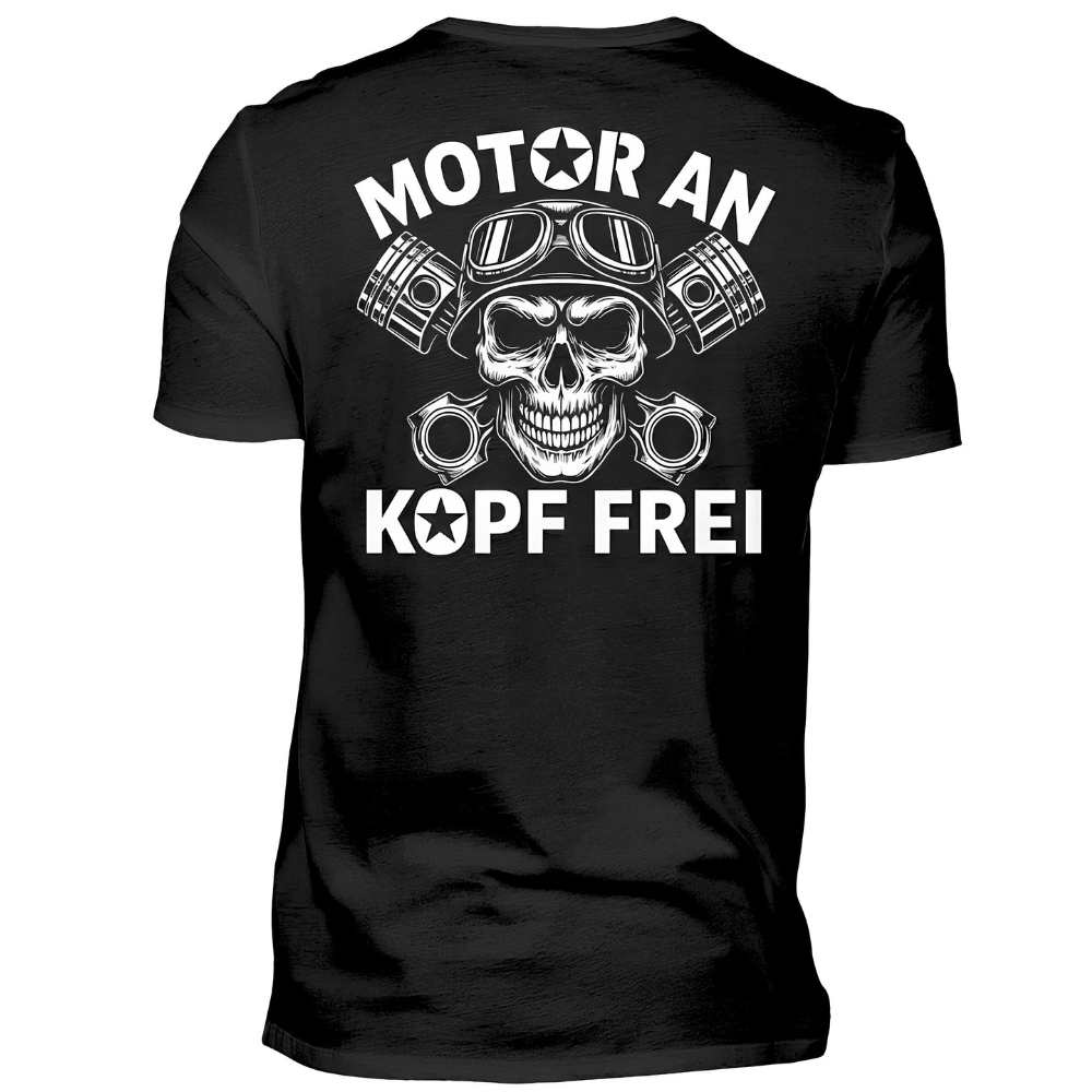 Motor an, Kopf frei. - Premium T-Shirt Rückendruck