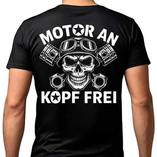 Motor an, Kopf frei. - Premium T-Shirt Rückendruck