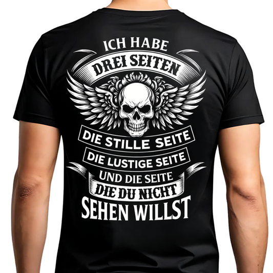 Ich habe drei Seiten - Premium T-Shirt Rückendruck