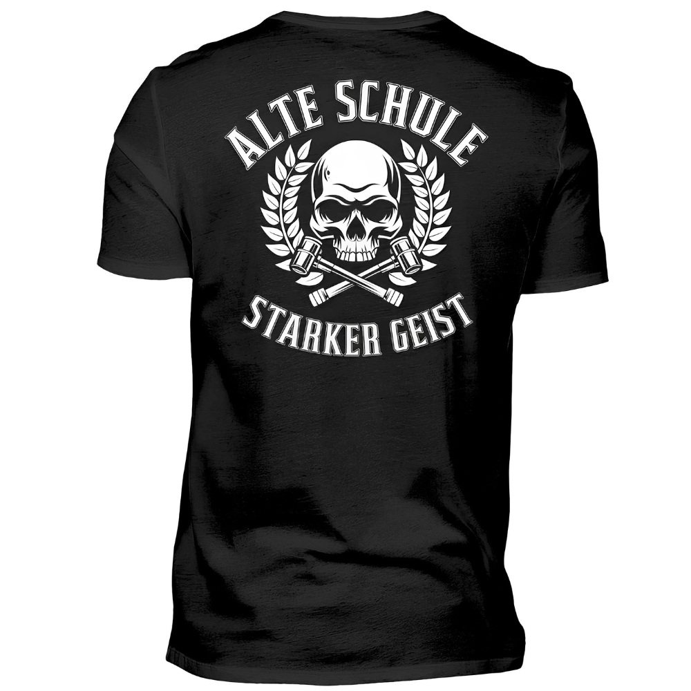 Alte Schule / Starker Geist - Premium T-Shirt (Rückendruck)