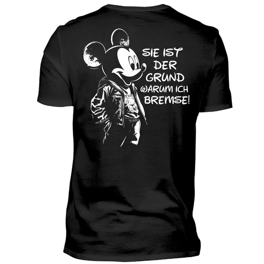 Sie ist der Grund warum ich bremse! - Premium T-Shirt (Rückendruck)