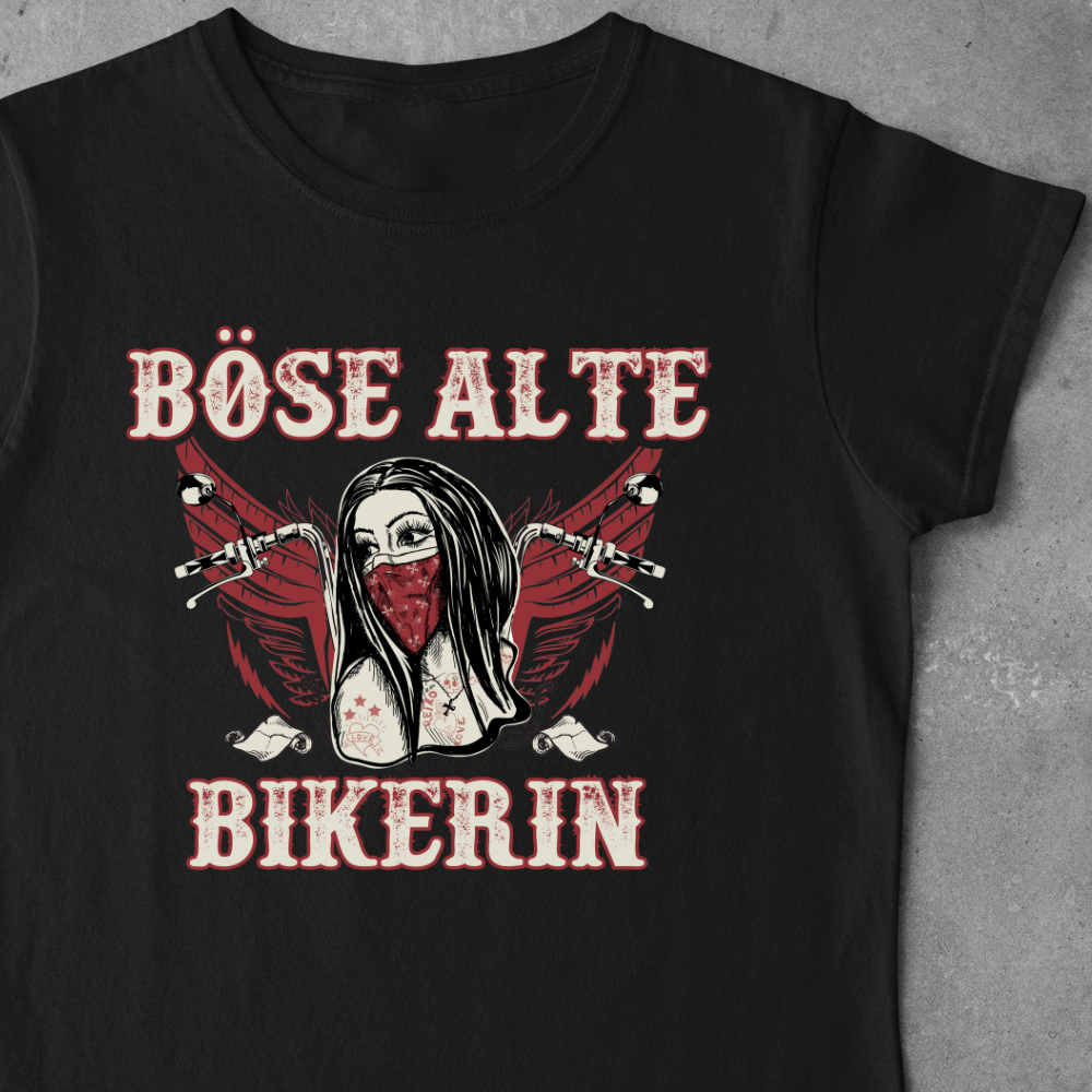 Böse alte Bikerin - Damen T-Shirt