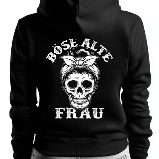 Böse alte Frau - Damen Hoodie Rückendruck