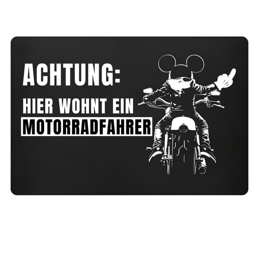 Hier wohnt ein Motorradfahrer - Fußmatte