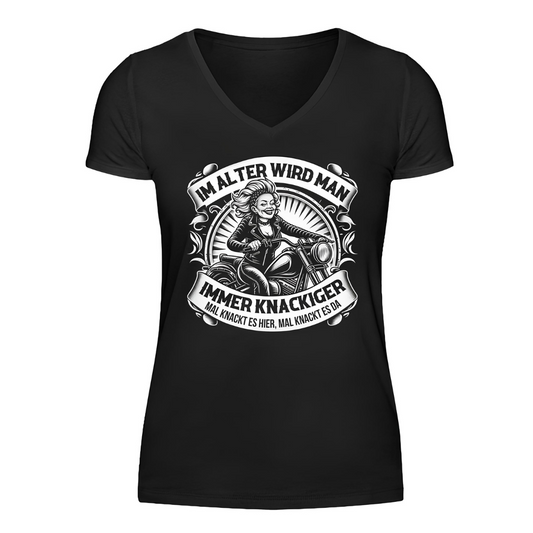 Im Alter wird man immer knackiger - Damen T-Shirt V-Neck