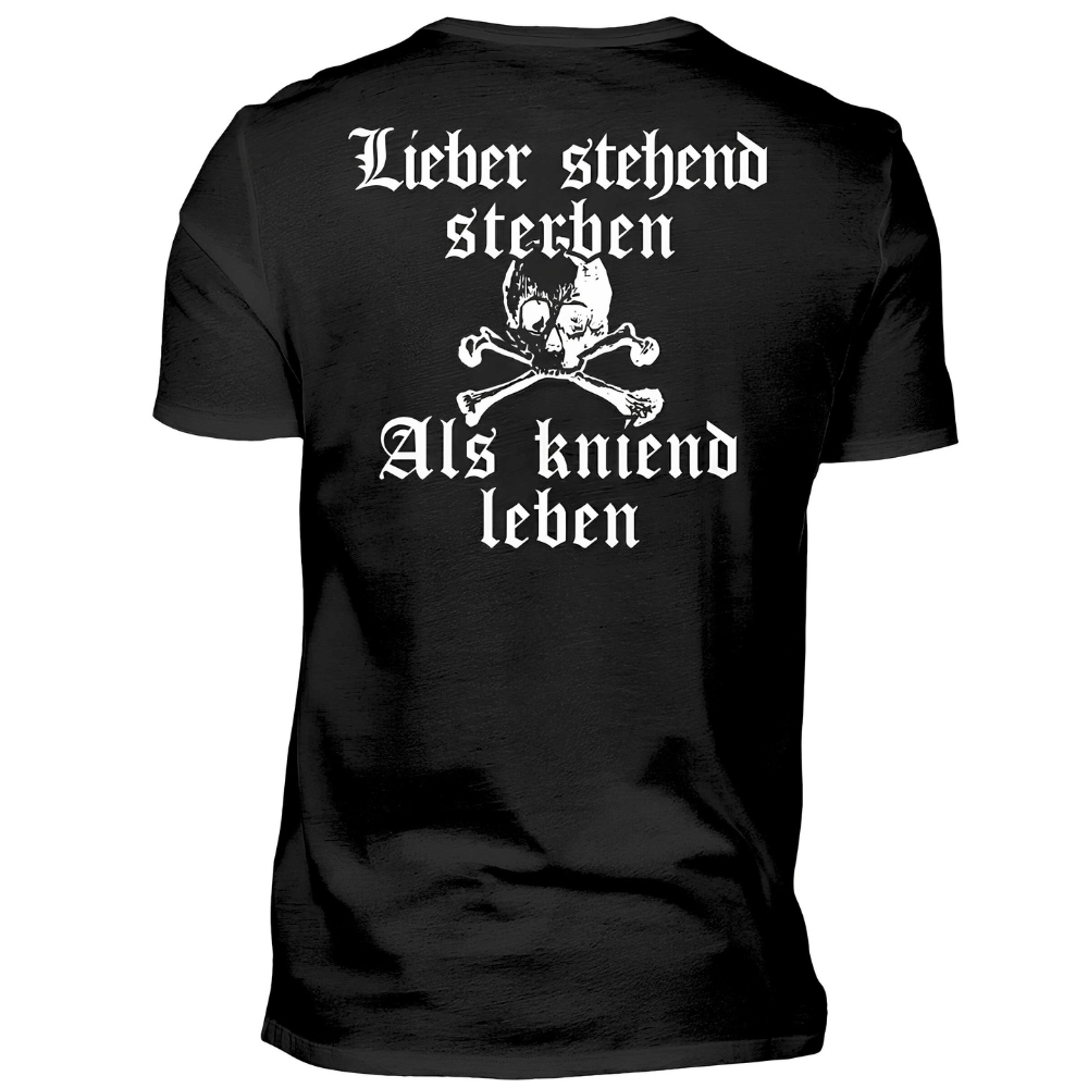 Lieber stehend sterben (Totenkopf) - Premium T-Shirt Rückendruck