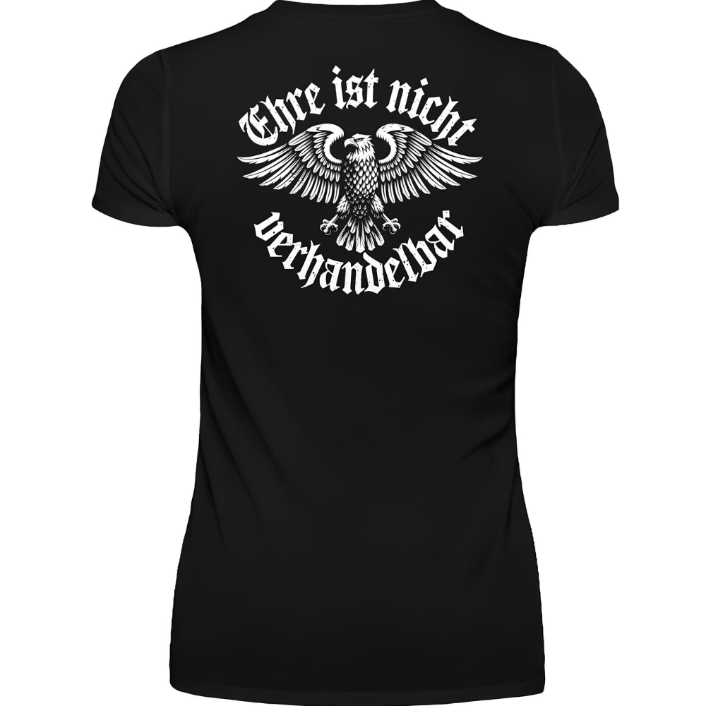 Ehre ist nicht verhandelbar - Premium Damen T-Shirt Rückendruck