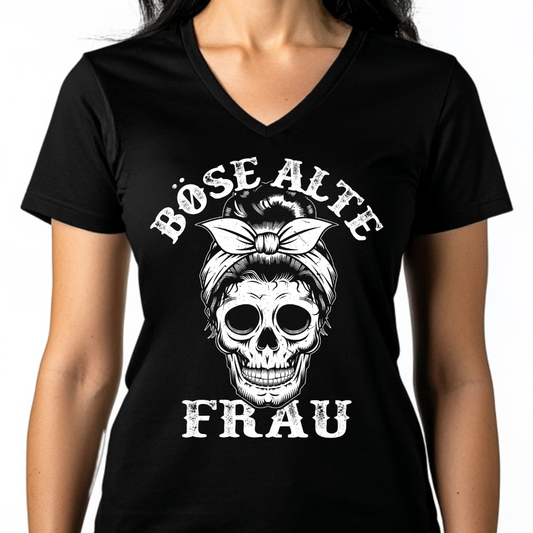Böse alte Frau - Damen T-Shirt V-Neck