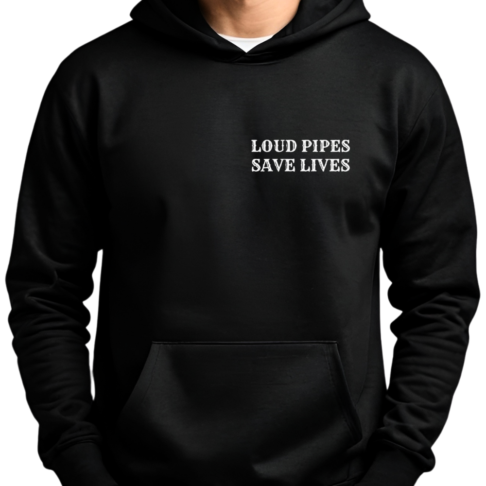 Loud pipes save lives - Motorrad Hoodie (Beidseitig bedruckt)