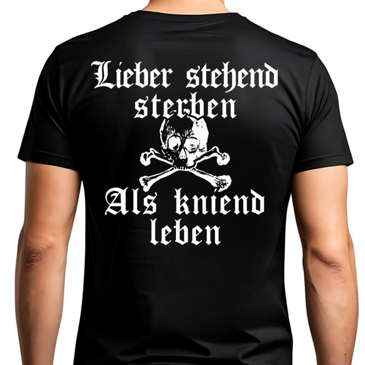 Lieber stehend sterben (Totenkopf) - Premium T-Shirt Rückendruck