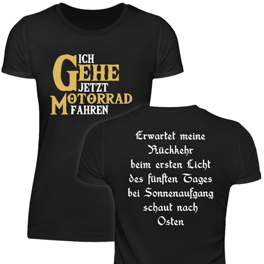 Motorrad fahren - Damen T-Shirt (Beidseitig bedruckt)
