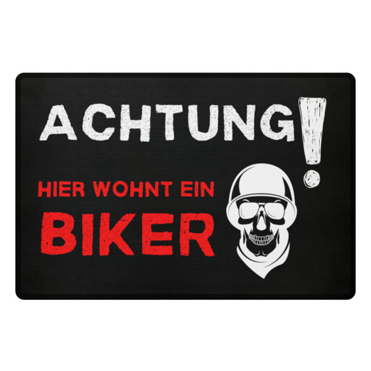 Achtung! Hier wohnt ein Biker - Fußmatte