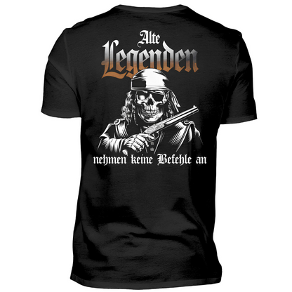 Alte Legenden nehmen keine Befehle an - Premium T-Shirt Rückendruck