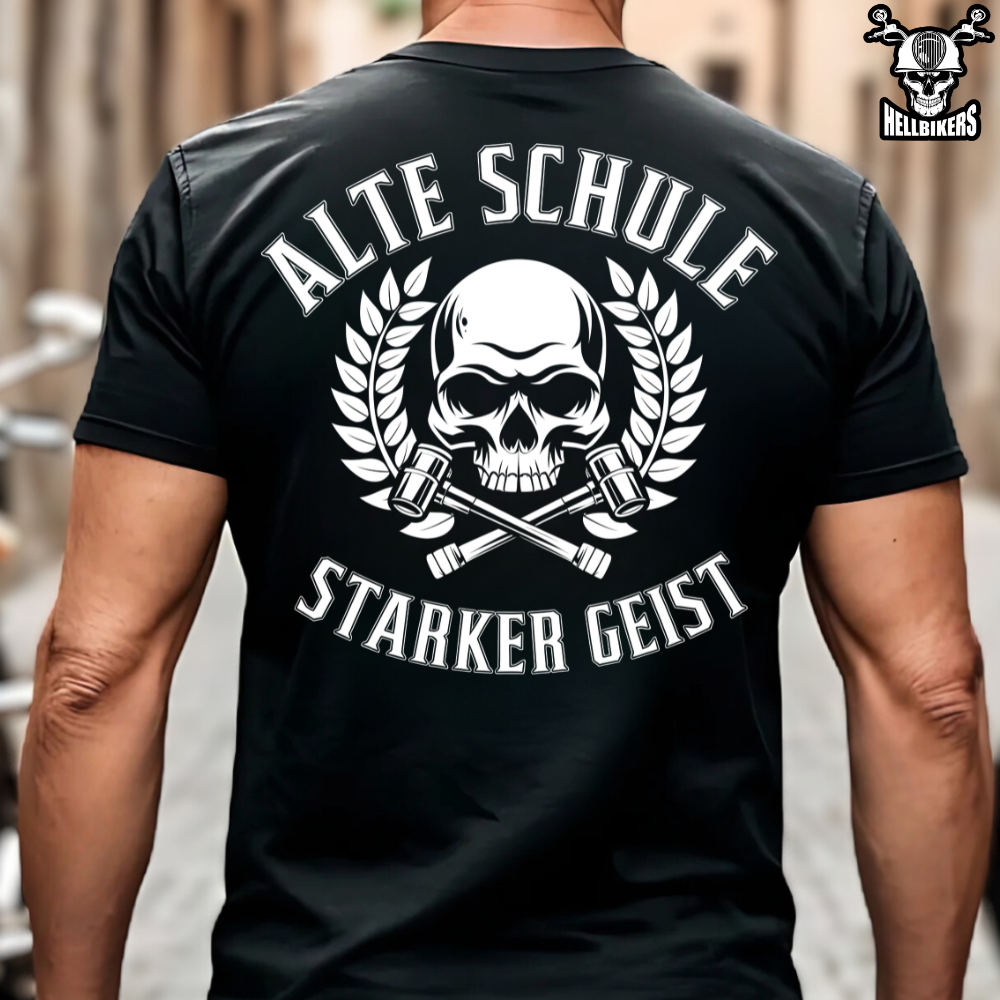 Alte Schule / Starker Geist - Premium T-Shirt (Rückendruck)