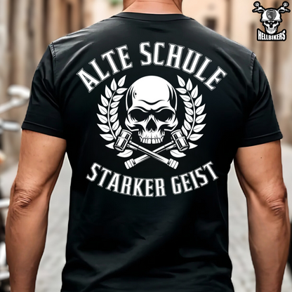 Alte Schule / Starker Geist - Premium T-Shirt (Rückendruck)
