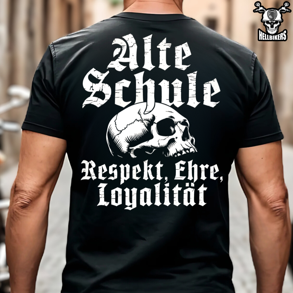 Alte Schule: Respekt, Ehre, Loyalität - Premium T-Shirt (Rückendruck)