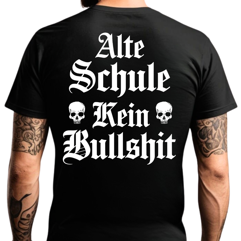 Alte Schule. Kein Bullshit. - Premium T-Shirt Rückendruck
