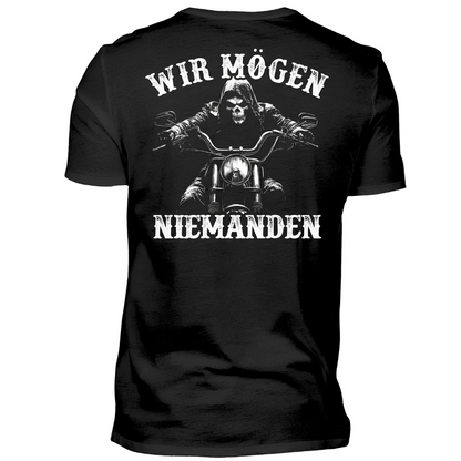 Wir mögen niemanden - Premium T-Shirt Rückendruck