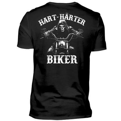 HART, HÄRTER, BIKER. - Premium T-Shirt Rückendruck