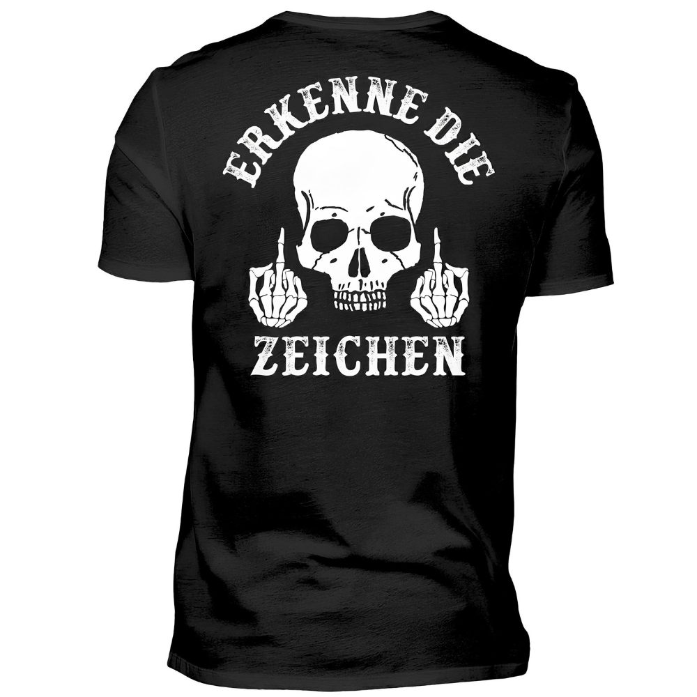 Erkenne die Zeichen - Premium T-Shirt Rückendruck