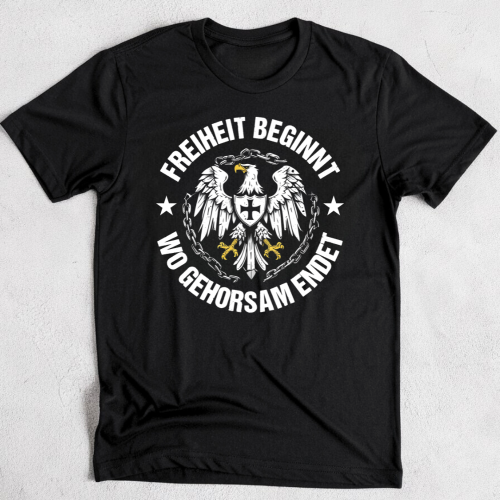 Freiheit beginnt, wo gehorsam endet. - Premium T-Shirt