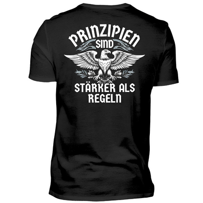 Prinzipien sind stärker als Regeln - Premium T-Shirt Rückendruck