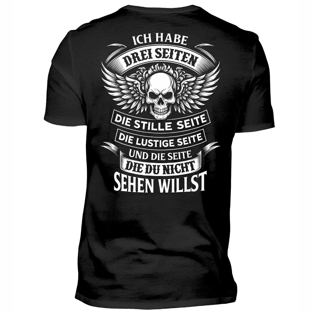 Ich habe drei Seiten - Premium T-Shirt Rückendruck