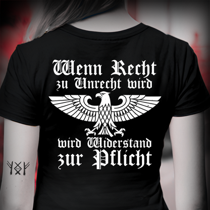Wenn Recht zu Unrecht wird - Premium Damen T-Shirt Rückendruck