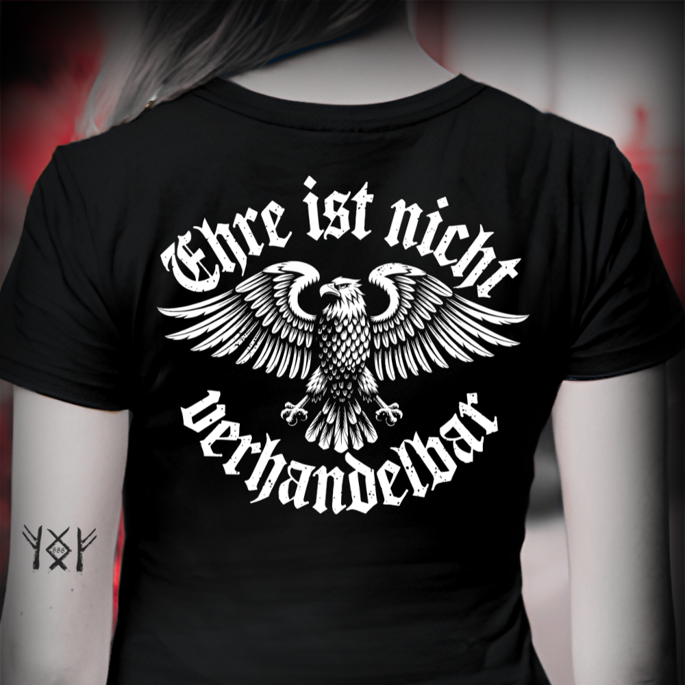 Ehre ist nicht verhandelbar - Premium Damen T-Shirt Rückendruck