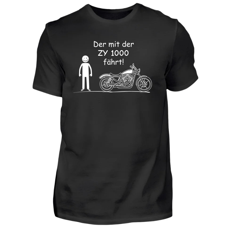 Der mit der [Dein Modell] fährt - T-Shirt (Personalisiert)