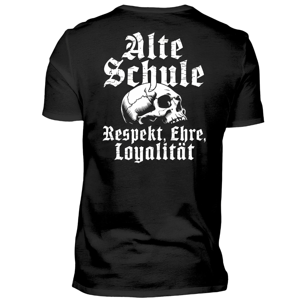 Alte Schule: Respekt, Ehre, Loyalität - Premium T-Shirt (Rückendruck)