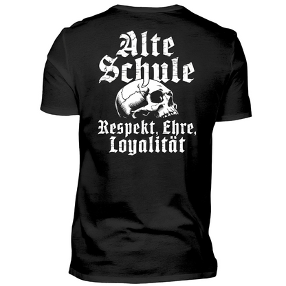 Alte Schule: Respekt, Ehre, Loyalität - Premium T-Shirt (Rückendruck)