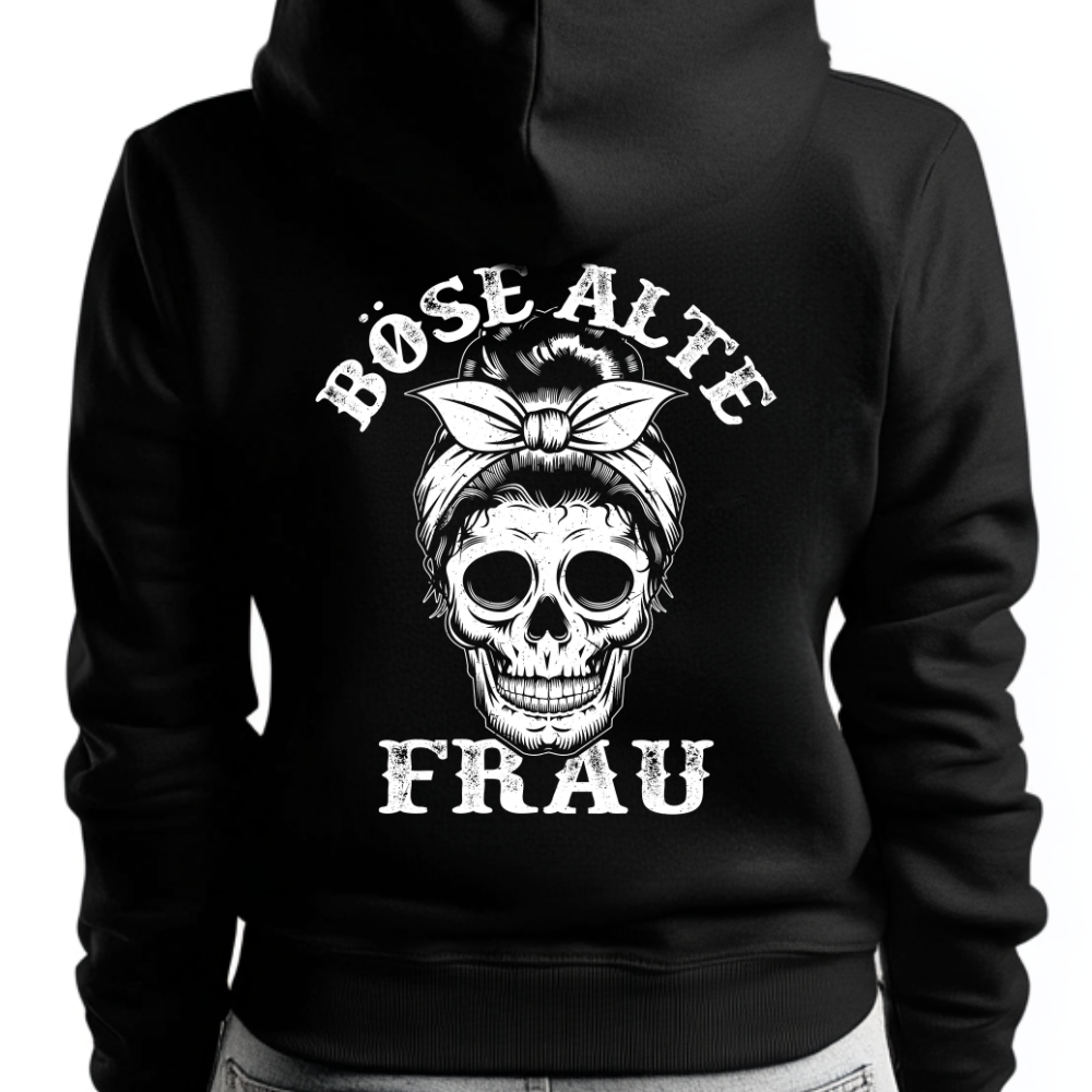 Böse alte Frau - Damen Hoodie Rückendruck
