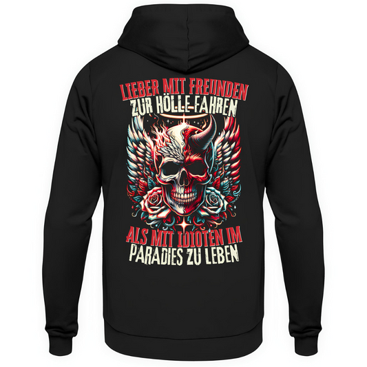 Lieber mit Freunden zur Hölle - Unisex Hoodie Rückendruck